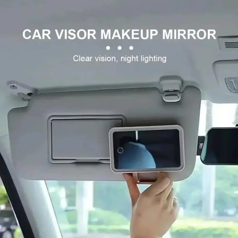 LED Car Vanity Mirror – Rechargeable, 360° Rotation