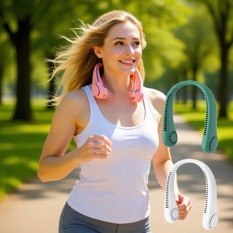 Portable neck fan 3 speed modes Adjustable extendable neck fan Blowing air for hands-free cooling 4000mAh rechargeable