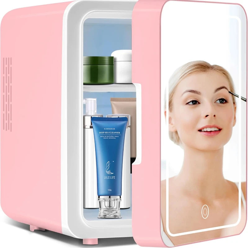 Mini Frigo Beauty con Specchio LED – 4 Litri per Skincare e Trucco