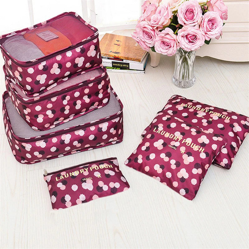 Set di 6 organizer da viaggio, borsa portaoggetti per valigia, vestiti portatili, biancheria intima, scarpe, cubi per viaggi, borse per il trucco, organizzatori di bagagli
