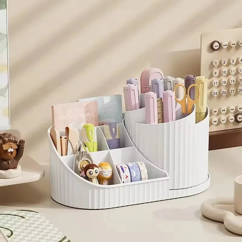 Organizer per Trucco Girevole 360° con Portaspazzole – Contenitore Cosmetico Rotante