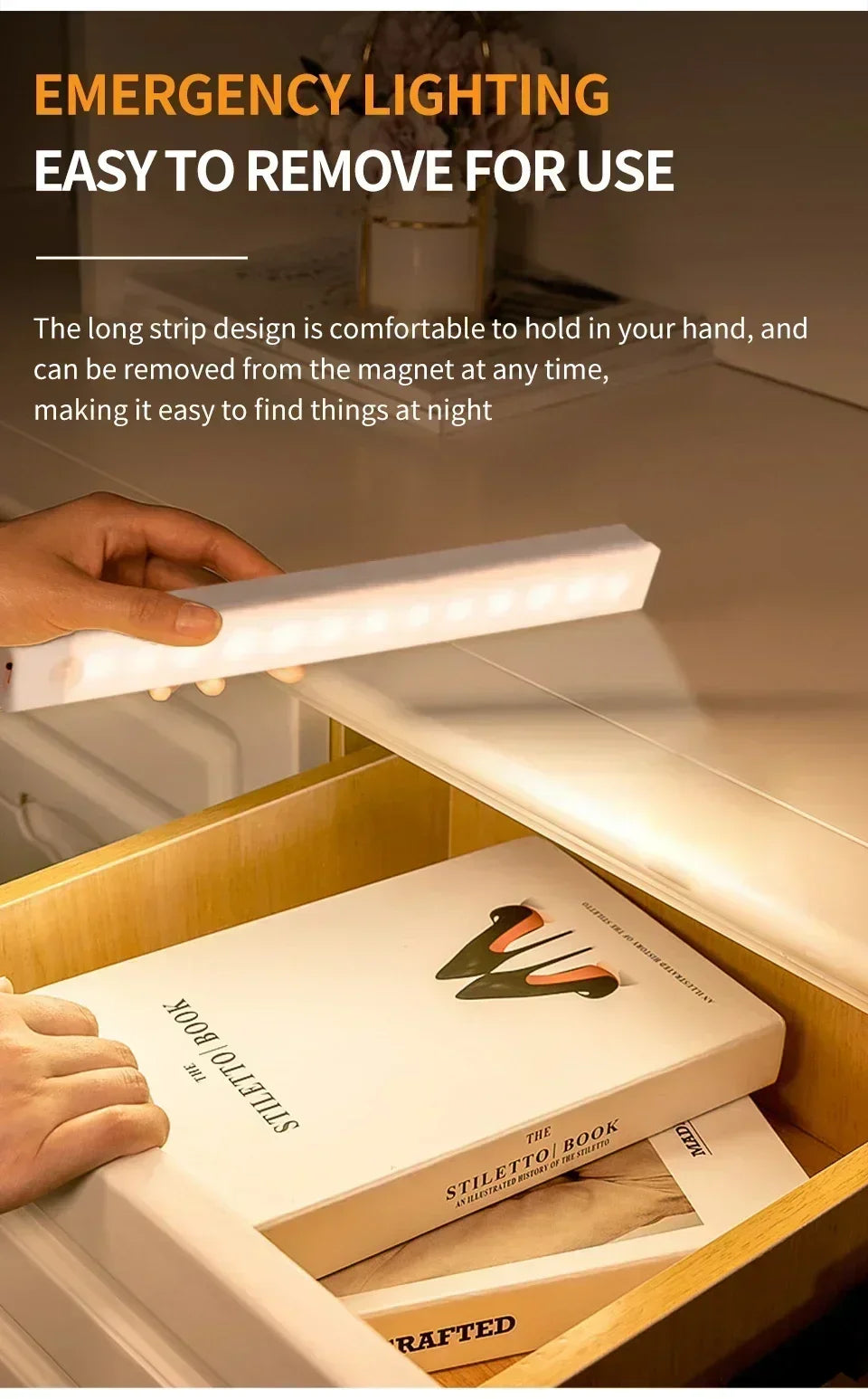 Lampada LED Magnetica per Armadio con Sensore di Movimento – Ricaricabile USB