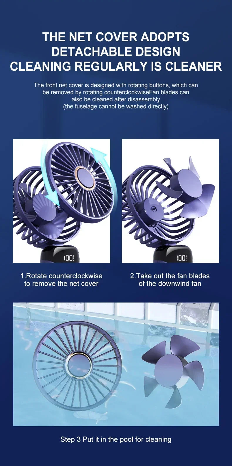 Handheld Portable Fan Wearable Personal Neck Fan 5-Speed USB Rechargeable Fan with Phone Holder and Display Screen 1800mAh