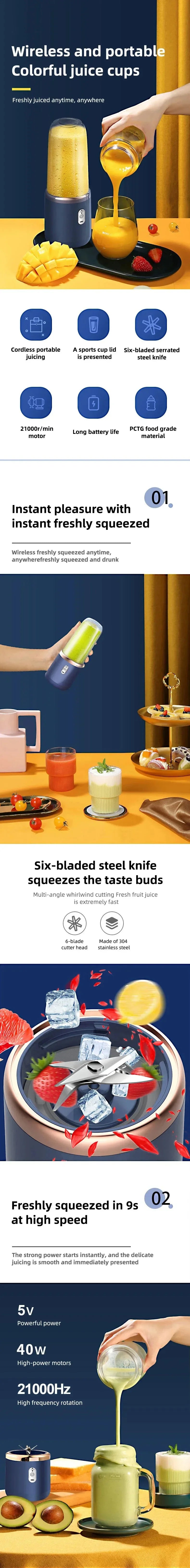Portable USB Blender - Mini Mixer for Shakes and Smoothies