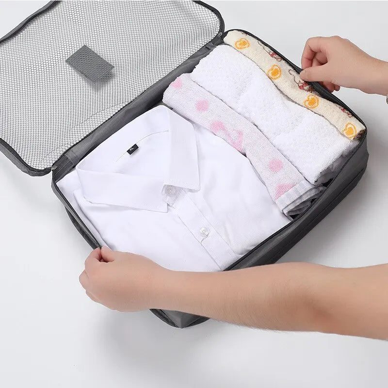 Set di 6 borse portaoggetti per vestiti da viaggio, organizer per bagagli portatile, custodia per valigia, cubo da imballaggio per scarpe, imballaggio di vestiti