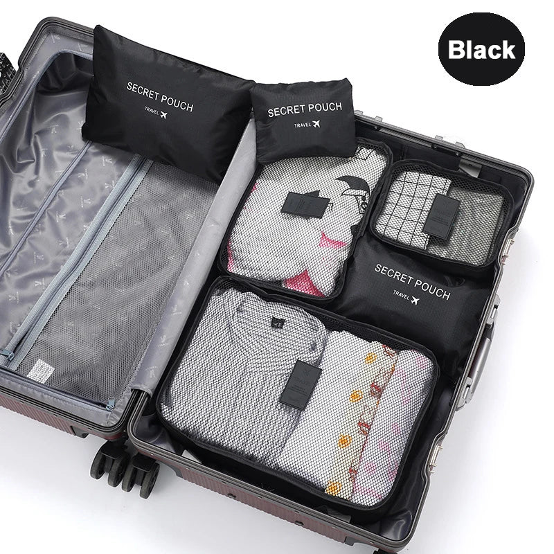 Set di 6 borse portaoggetti per vestiti da viaggio, organizer per bagagli portatile, custodia per valigia, cubo da imballaggio per scarpe, imballaggio di vestiti