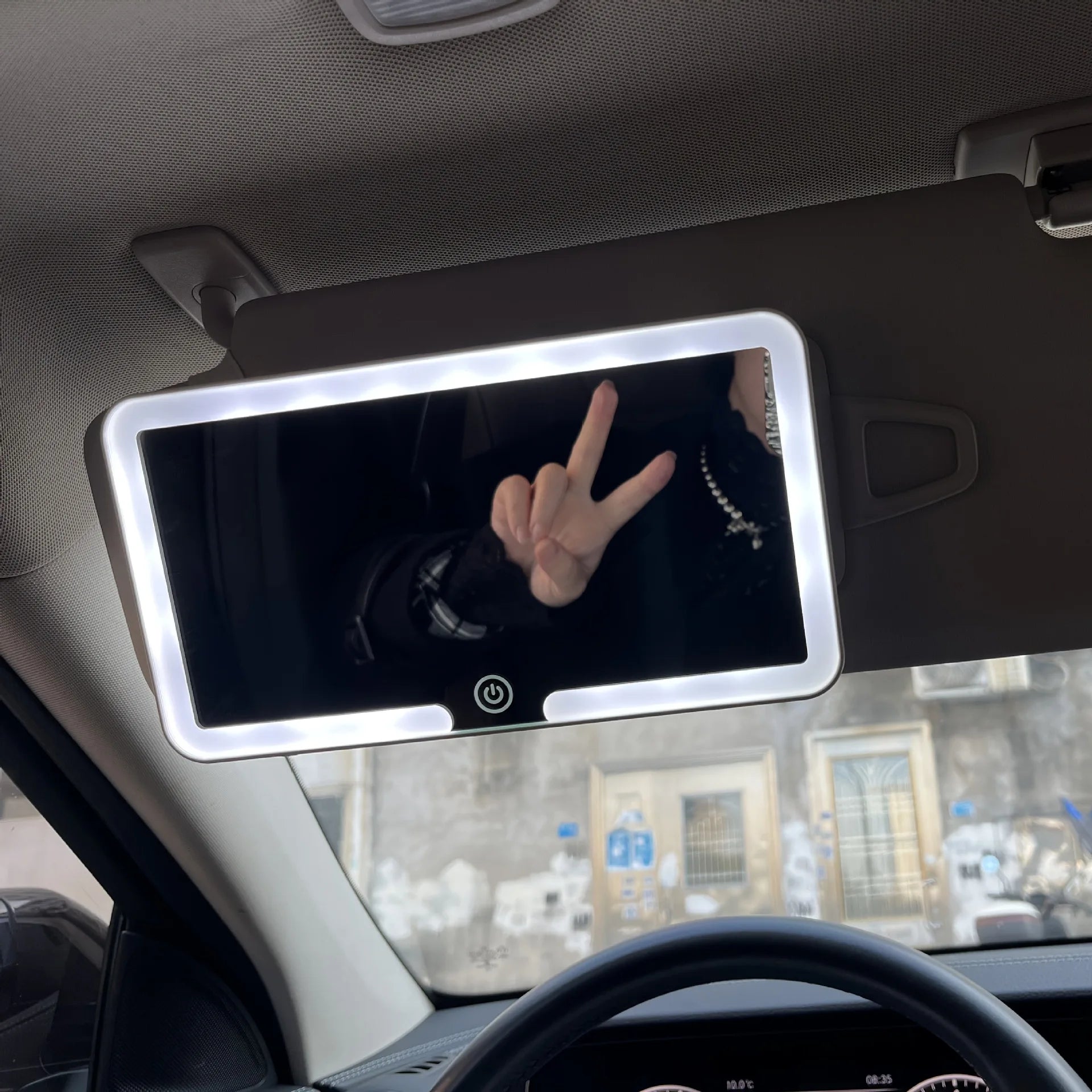 Car LED Sun Visor Mirror - Rechargeable Fill Light