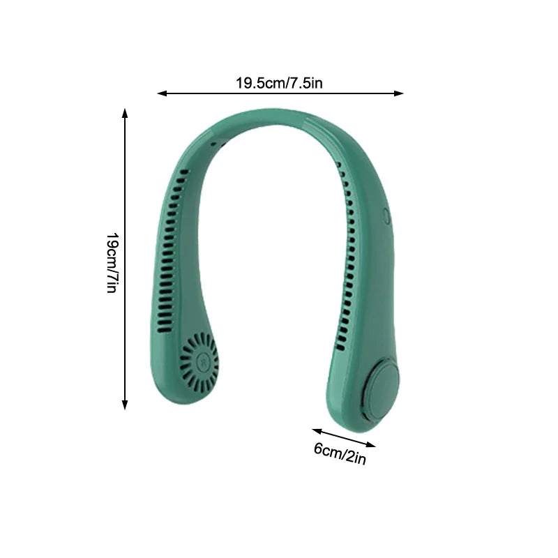Portable neck fan 3 speed modes Adjustable extendable neck fan Blowing air for hands-free cooling 4000mAh rechargeable