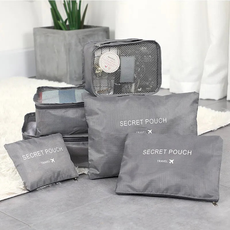 Set di 6 borse portaoggetti per vestiti da viaggio, organizer per bagagli portatile, custodia per valigia, cubo da imballaggio per scarpe, imballaggio di vestiti