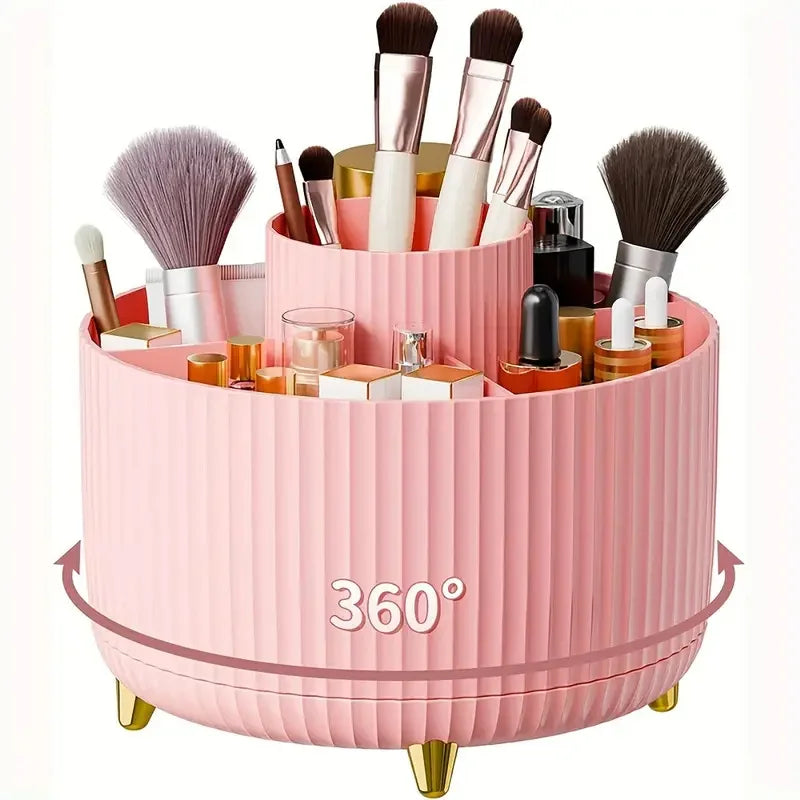 Organizer Porta Pennelli per Trucco 360° – 5 Scomparti Girevoli