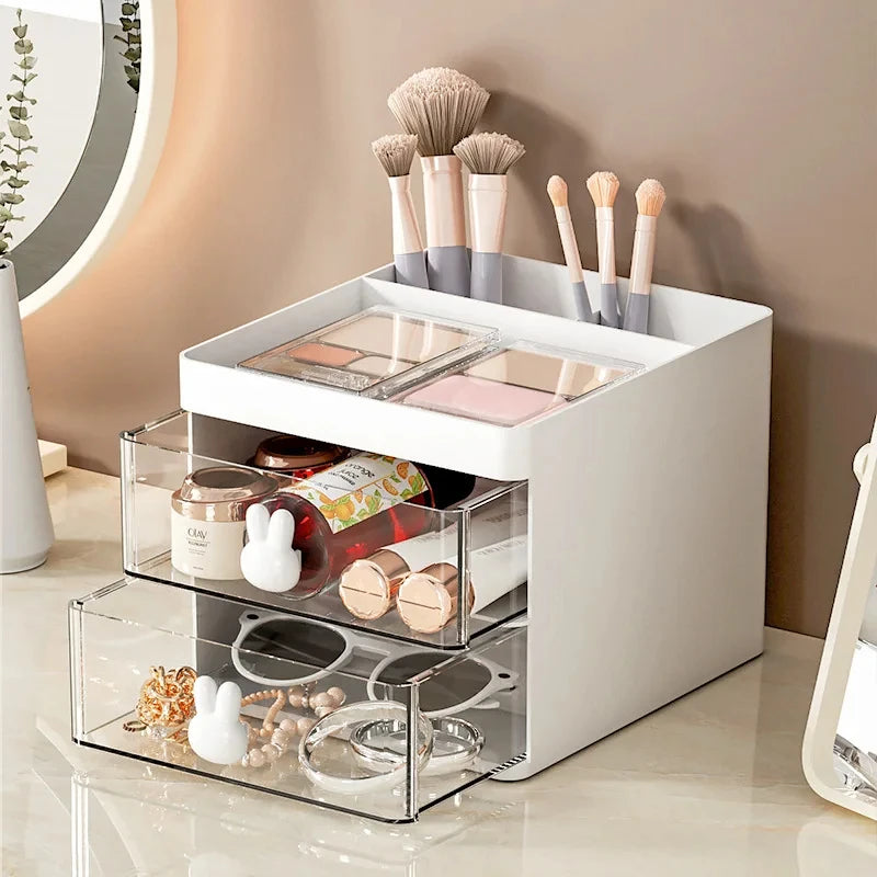 Organizer per Trucco con Coperchio – Porta Cosmetici Trasparente