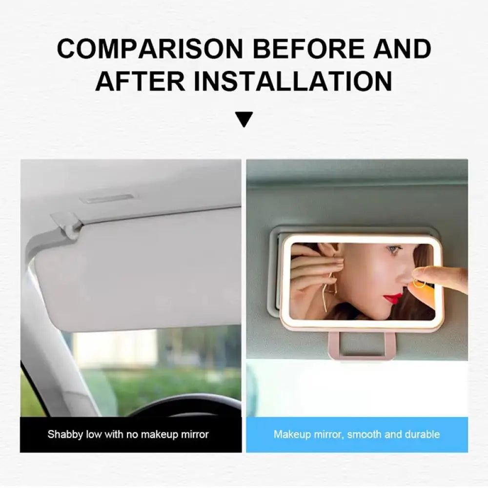 LED Car Vanity Mirror – Rechargeable, 360° Rotation