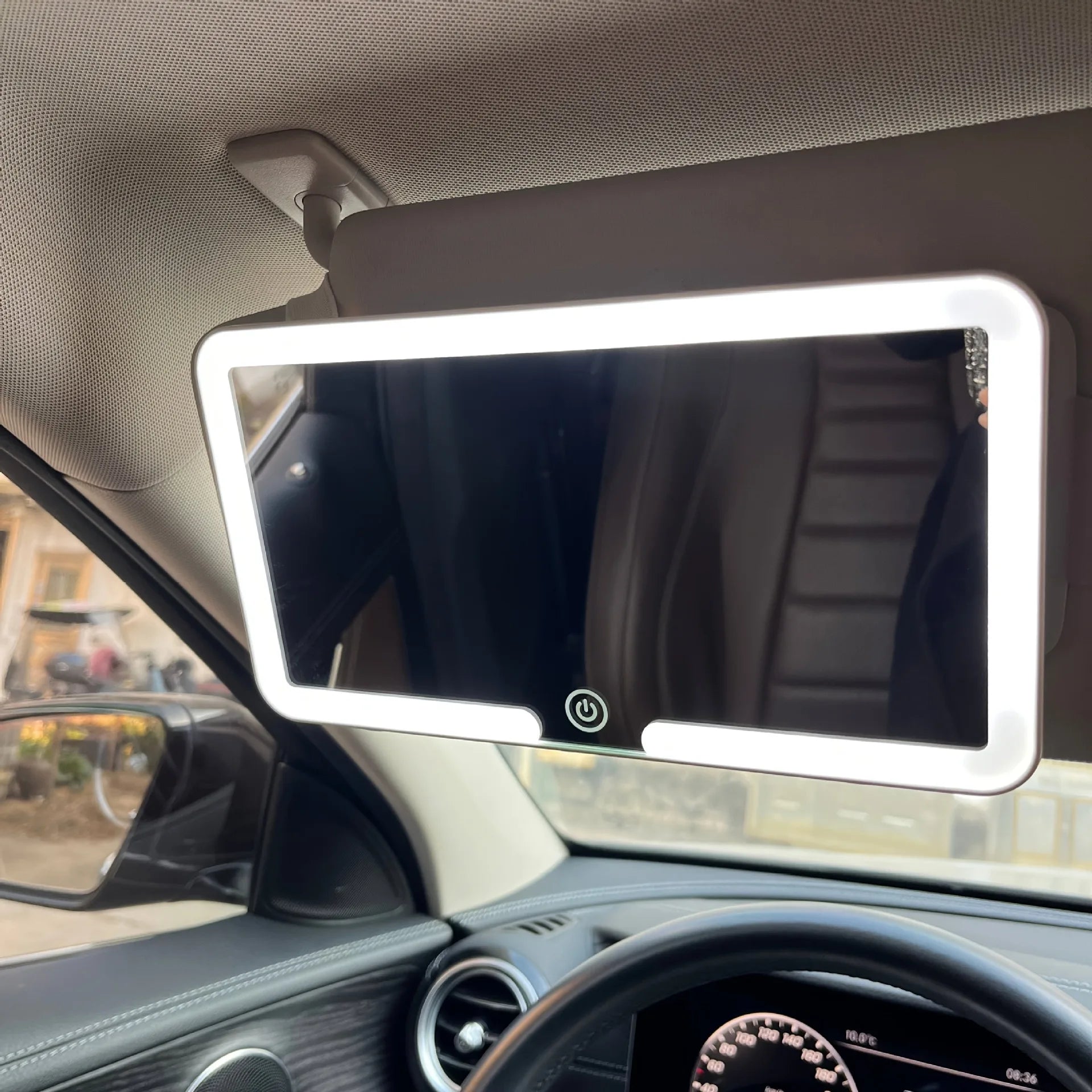 Car LED Sun Visor Mirror - Rechargeable Fill Light