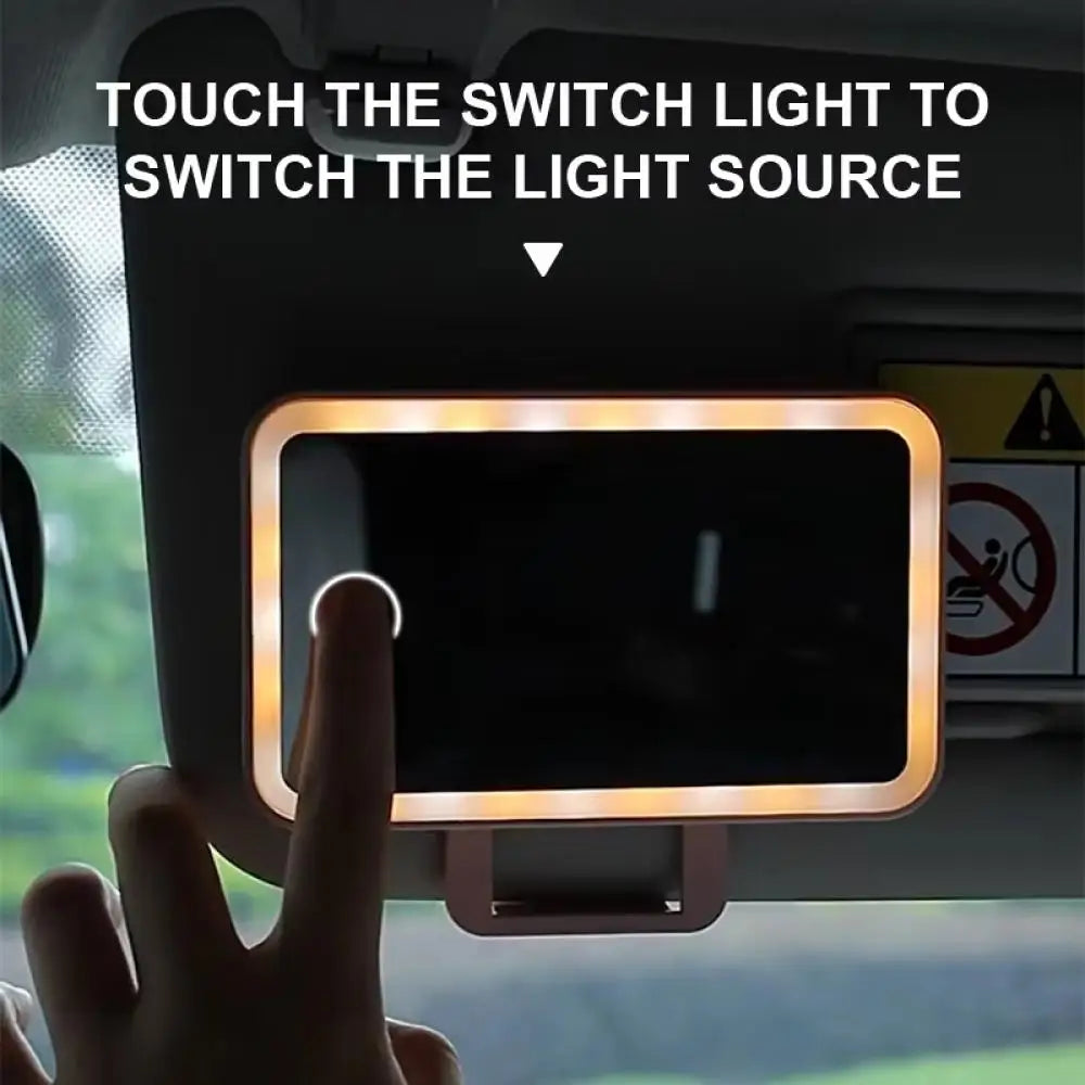 LED Car Vanity Mirror – Rechargeable, 360° Rotation