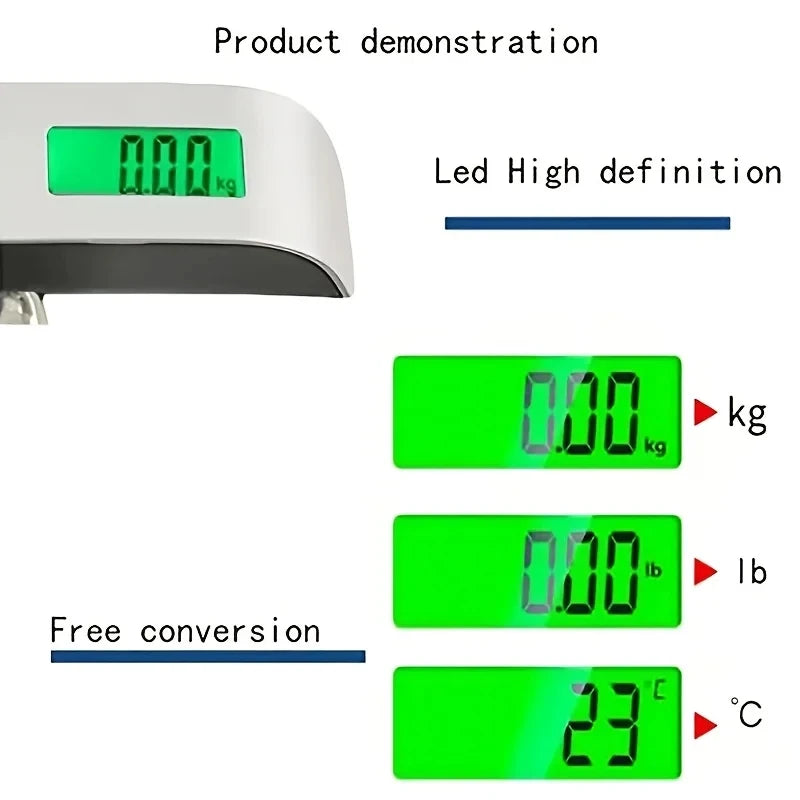 Bilancia digitale per bagagli Bilancia elettronica portatile 110lb/50kg Display LCD Valigia da viaggio Bilancia sospesa Bilancia