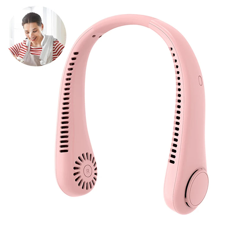 Portable neck fan 3 speed modes Adjustable extendable neck fan Blowing air for hands-free cooling 4000mAh rechargeable