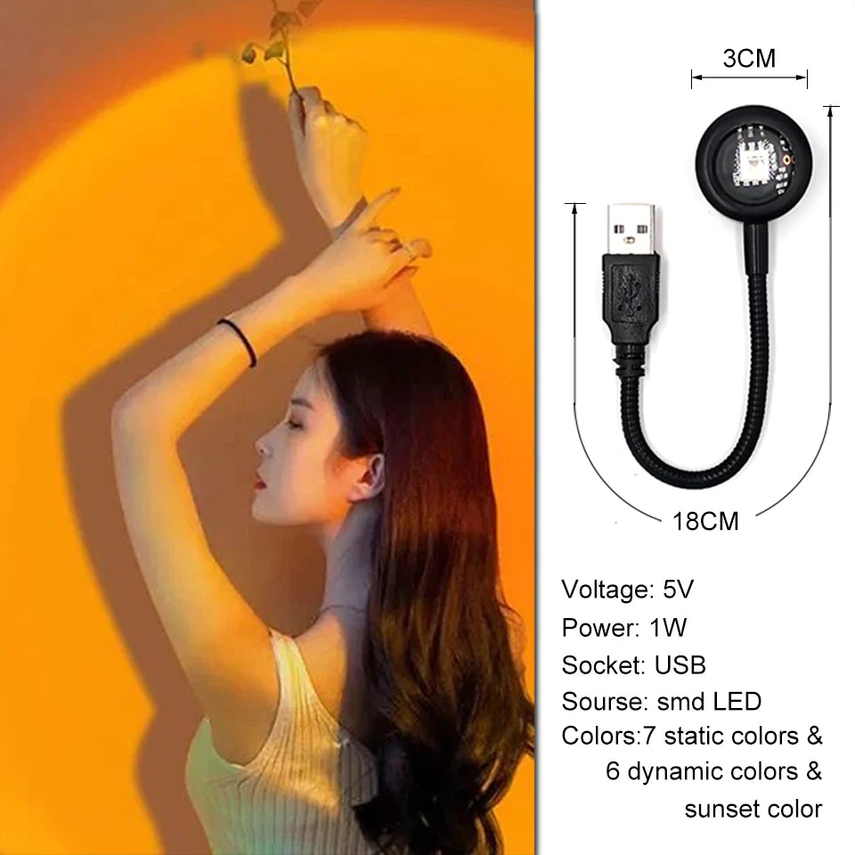 Lampada Sunset LED USB – Luce Arcobaleno d'Atmosfera per Camera
