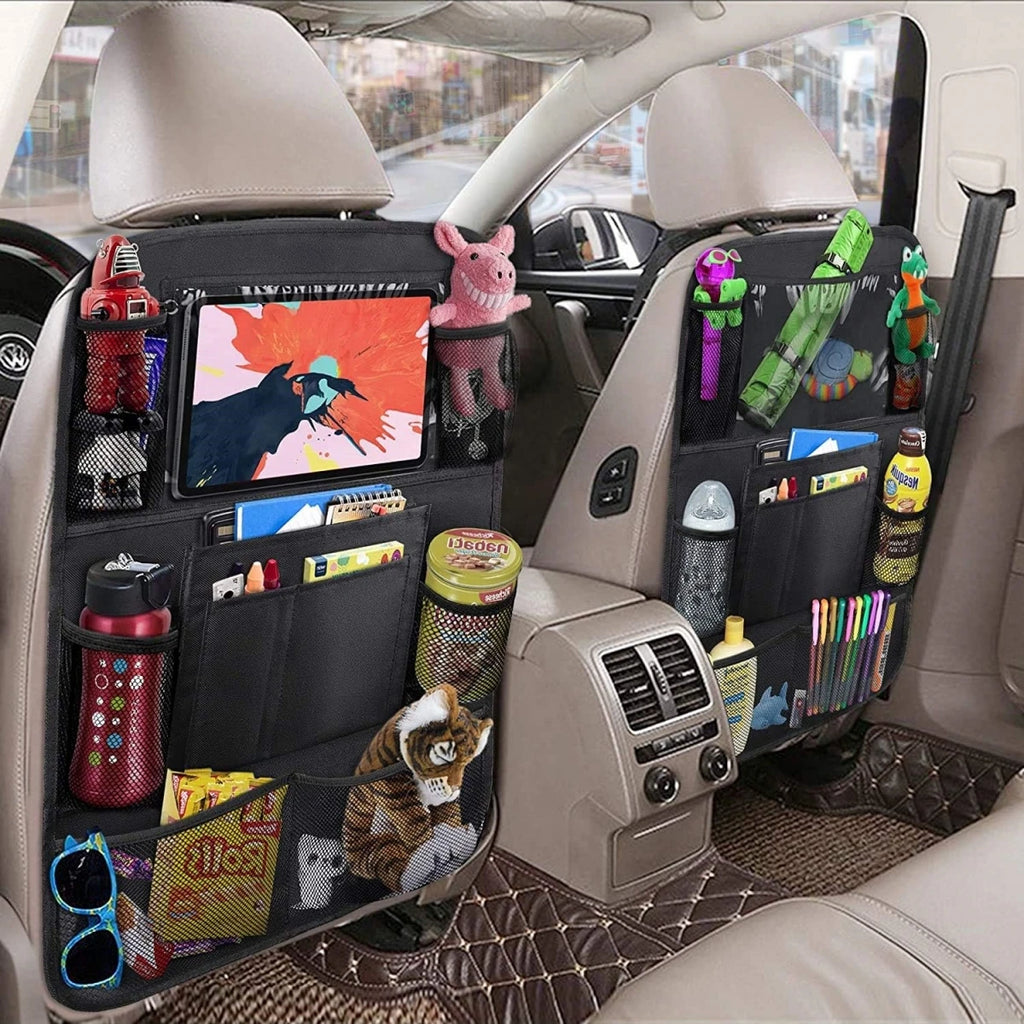 Organizer per schienale seggiolino auto, 10 tasche portaoggetti con protezione per supporto tablet touch screen per bambini, accessori per auto