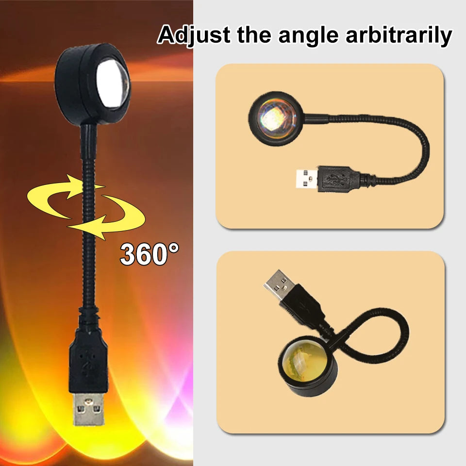Lampada Sunset LED USB – Luce Arcobaleno d'Atmosfera per Camera