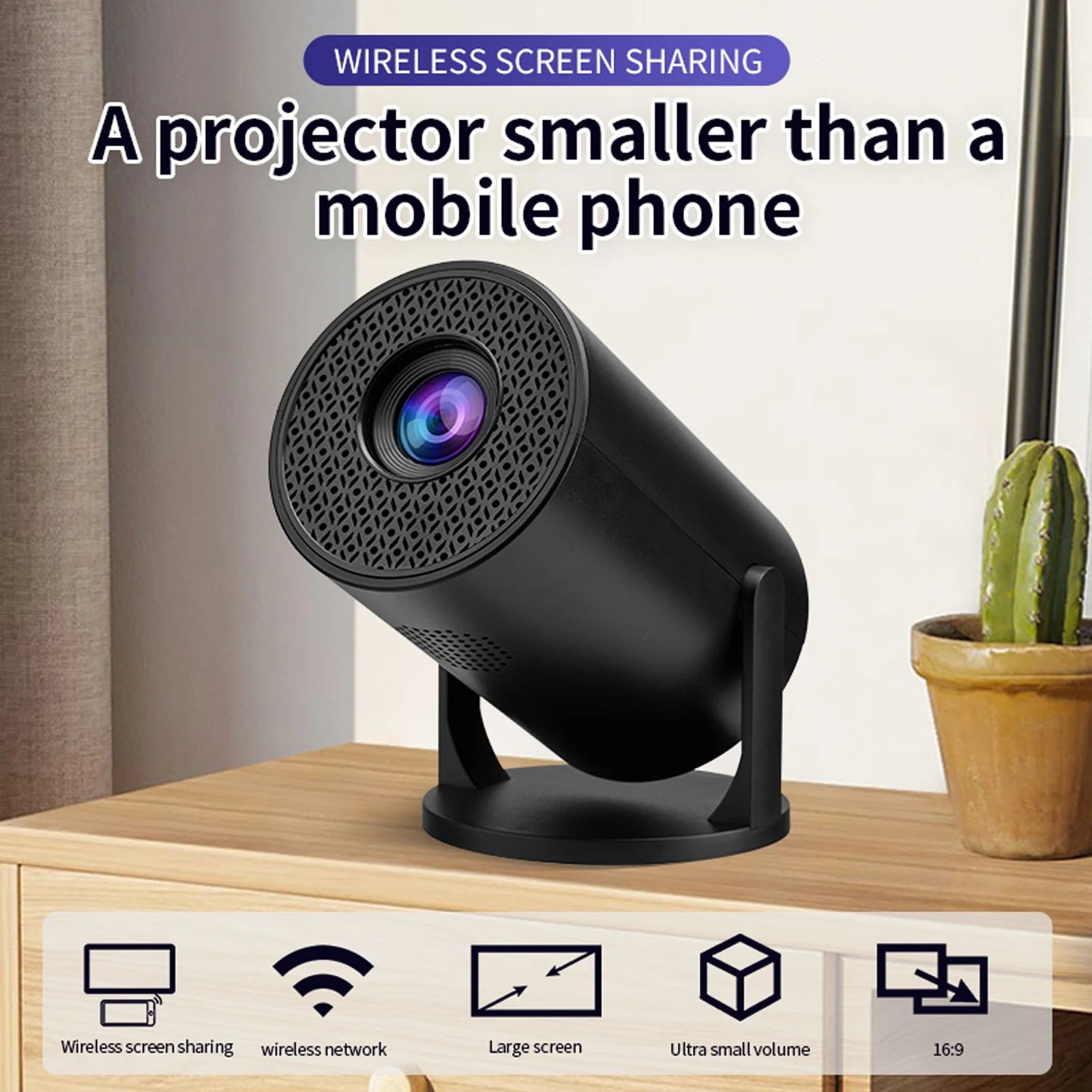 Mini Proiettore LED Portatile – 8000 Lumen, Bluetooth, USB