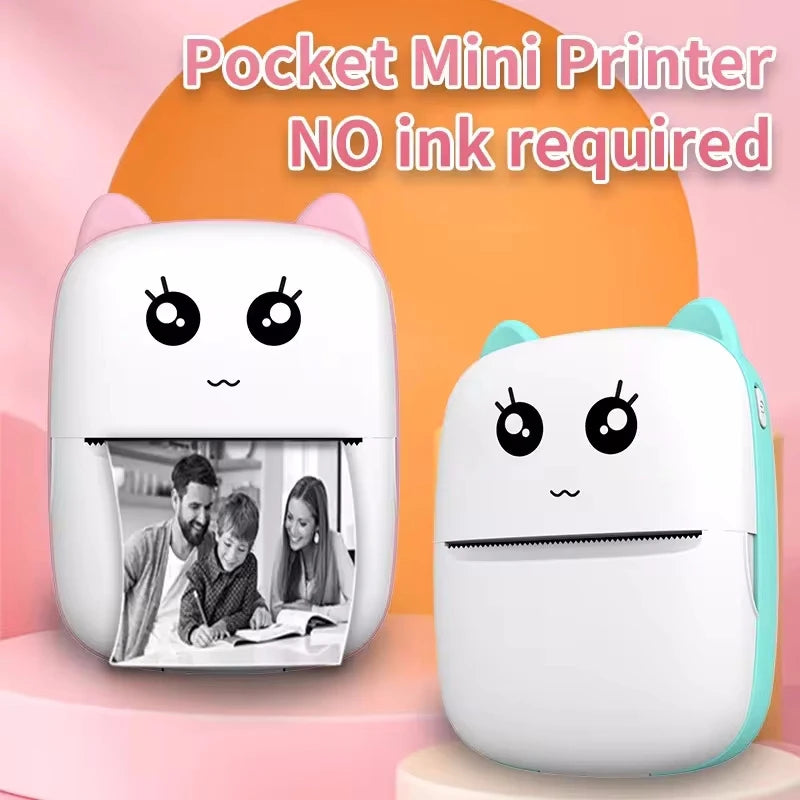 Stampante termica portatile Mini CAT stampa stampante termica tascabile per foto 58mm stampa stampanti wireless Bluetooth Android iOS