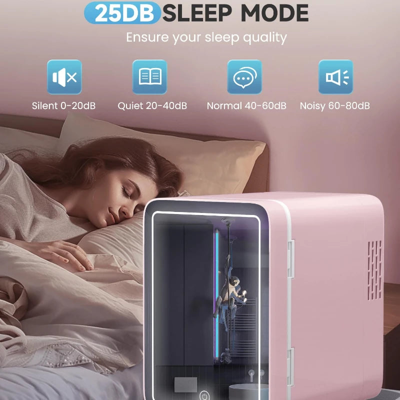 Mini Frigo Beauty con Specchio LED – 4 Litri per Skincare e Trucco