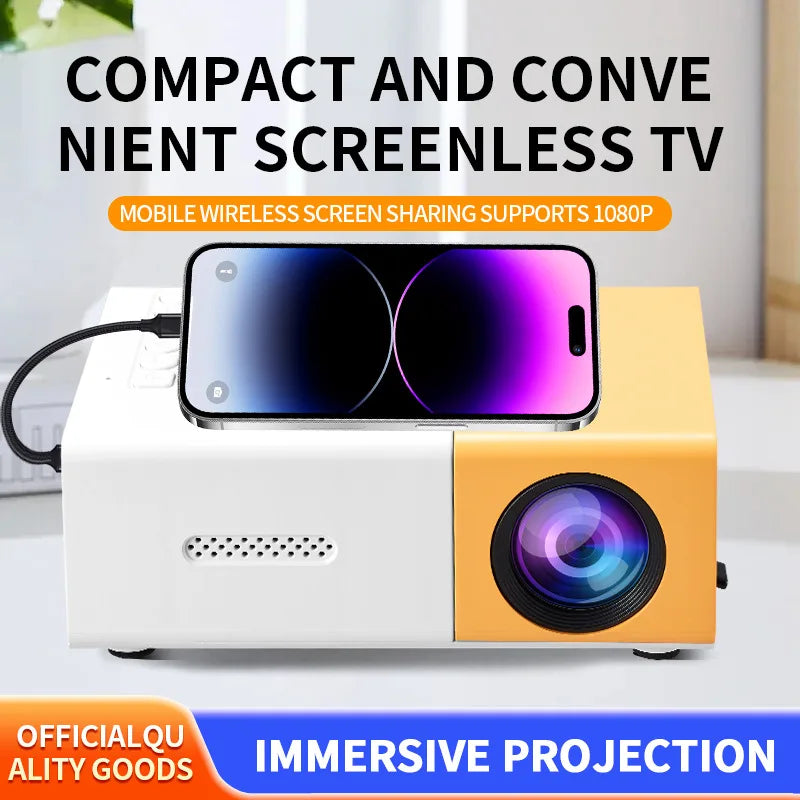 Mini Home Theater Projector 2026, Portable Video Projector, Supports Smartphone Projection, Suitable for TV Stick/USB/Laptop