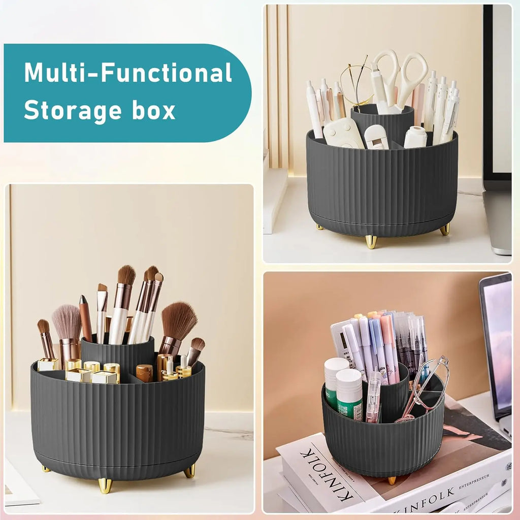 Organizer Porta Pennelli per Trucco 360° – 5 Scomparti Girevoli