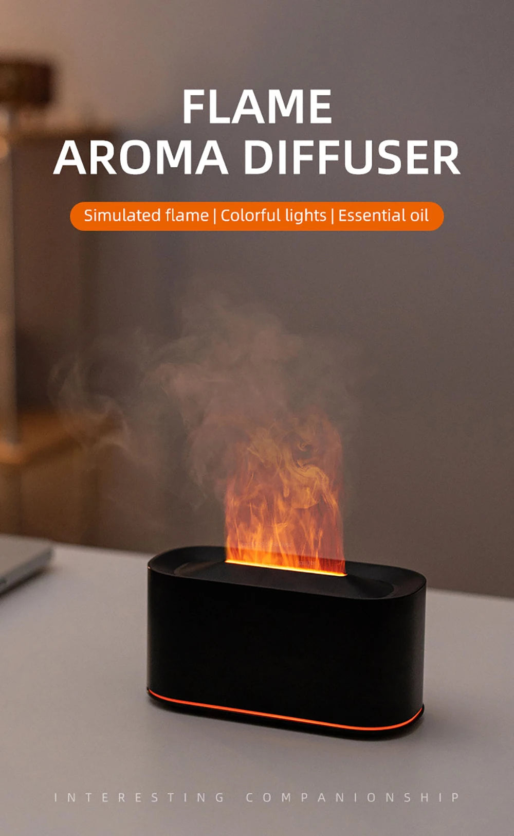 Umidificatore Aromi a Fiamma USB – Diffusore con Luce Notturna