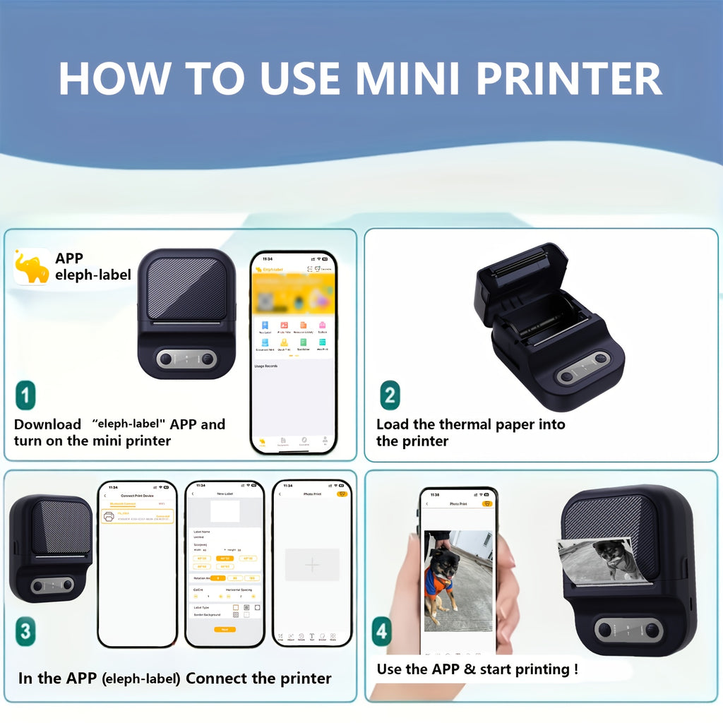 Mini Portable Thermal Printer - Inkless Printing